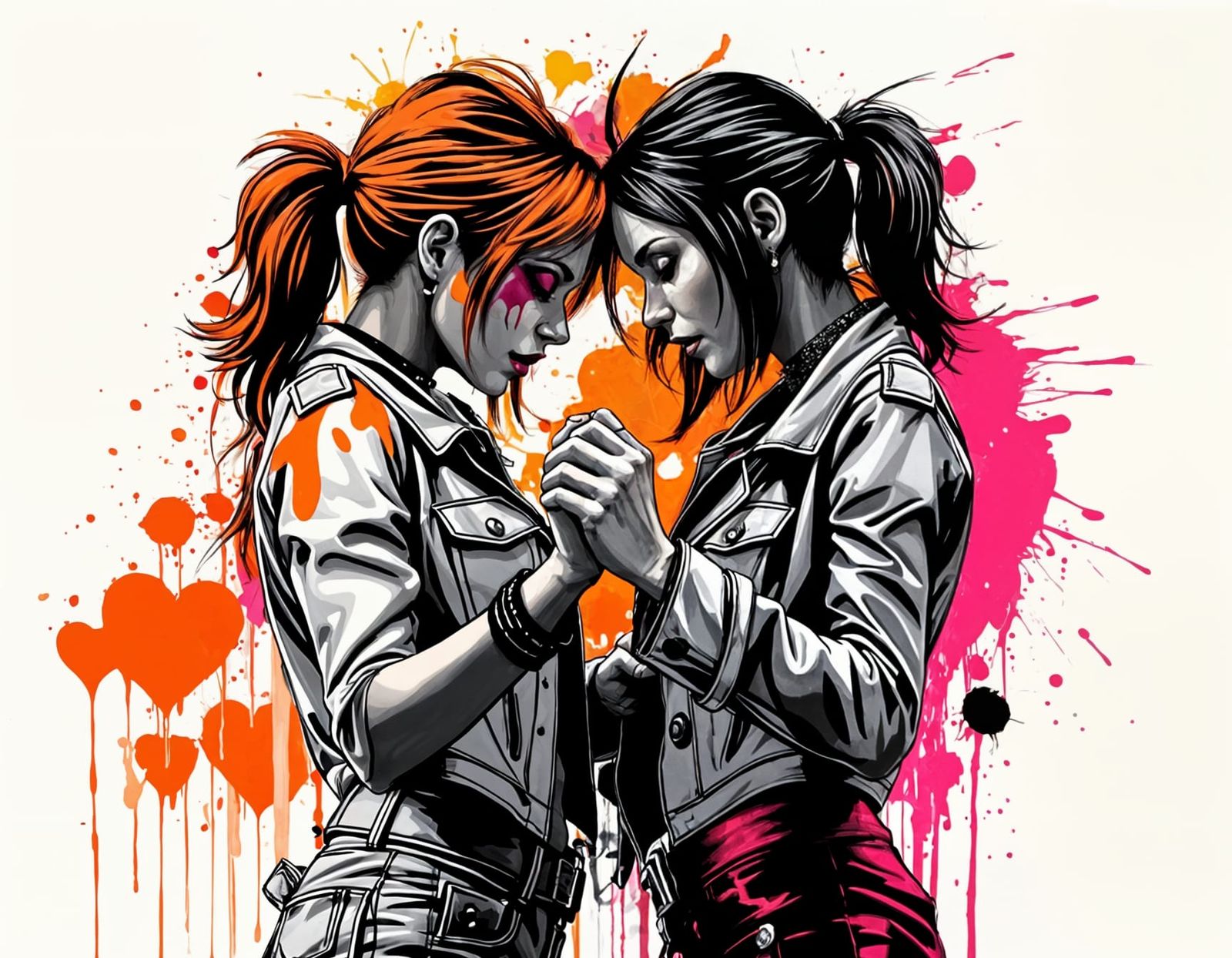 Abstract Graffiti Heart with Splattered Paint Bands