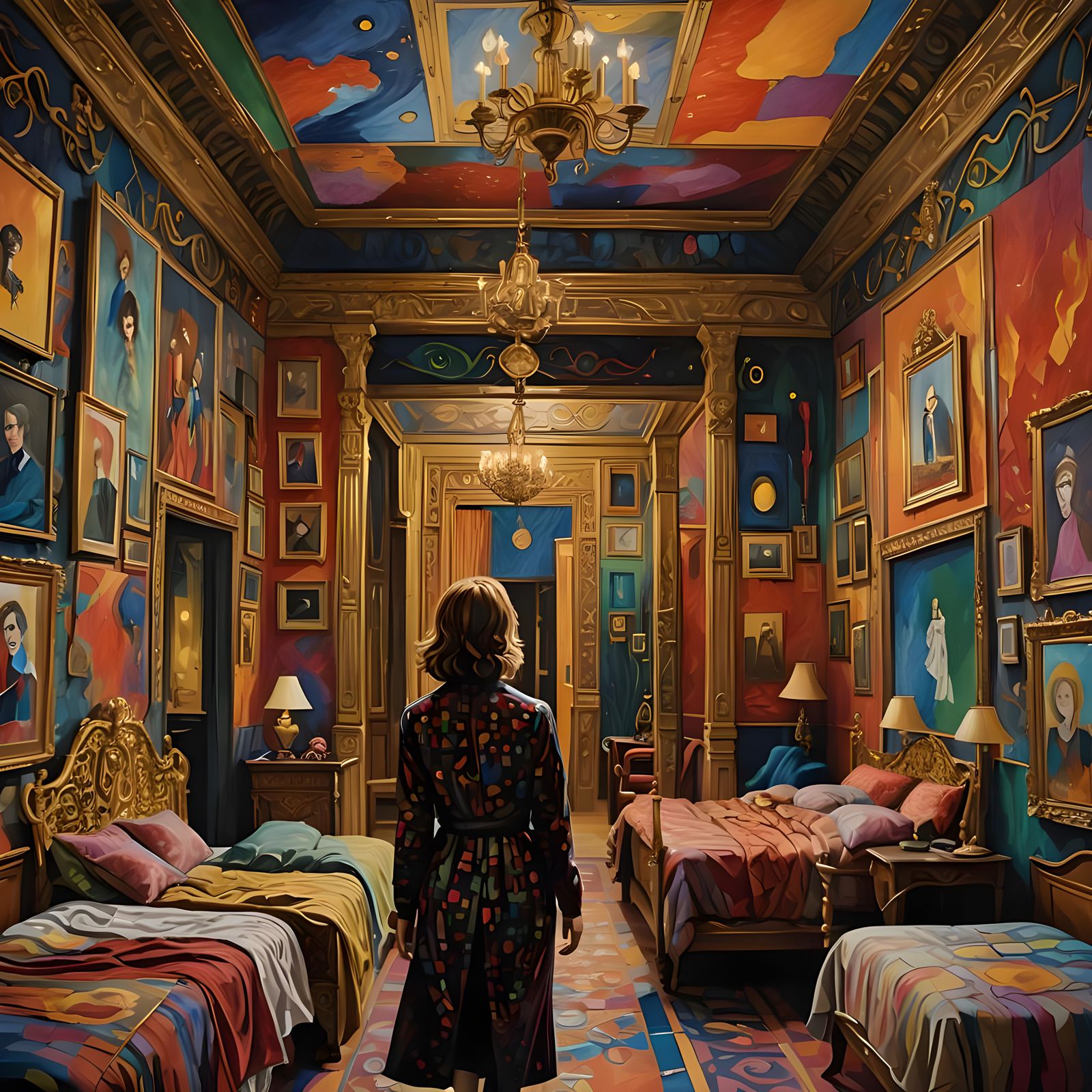 Julia Roberts in a Room of Vertically Lined Beds