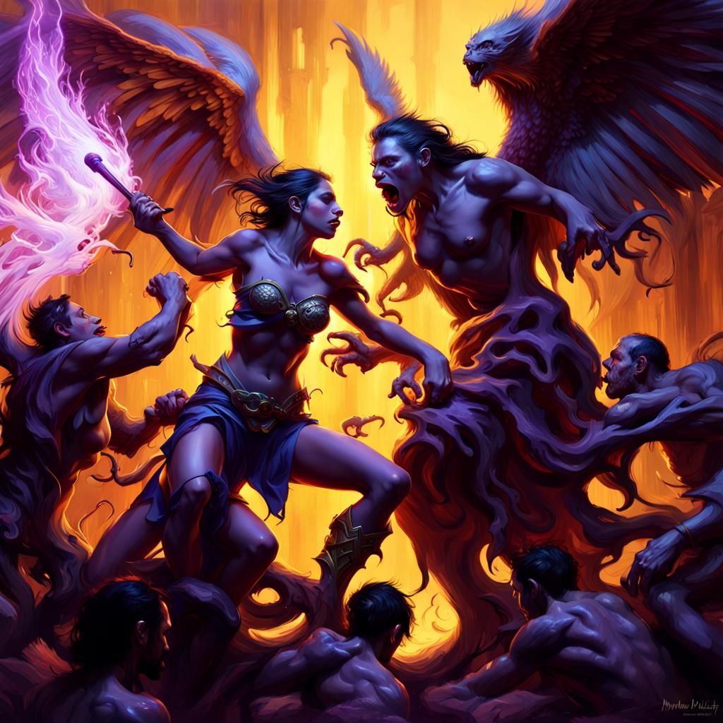 Angels vs Demons: Dark Fantasy Battle in 8K