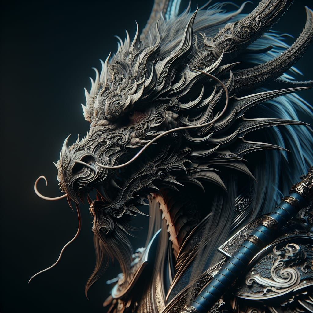 Fierce Dragon Warrior Portrait in Hyperrealistic Style