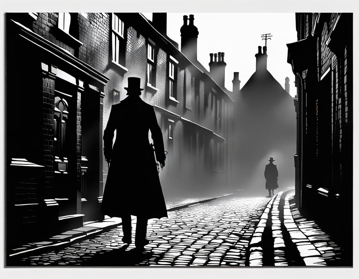 Eerie Back View of Jack the Ripper in Victorian London