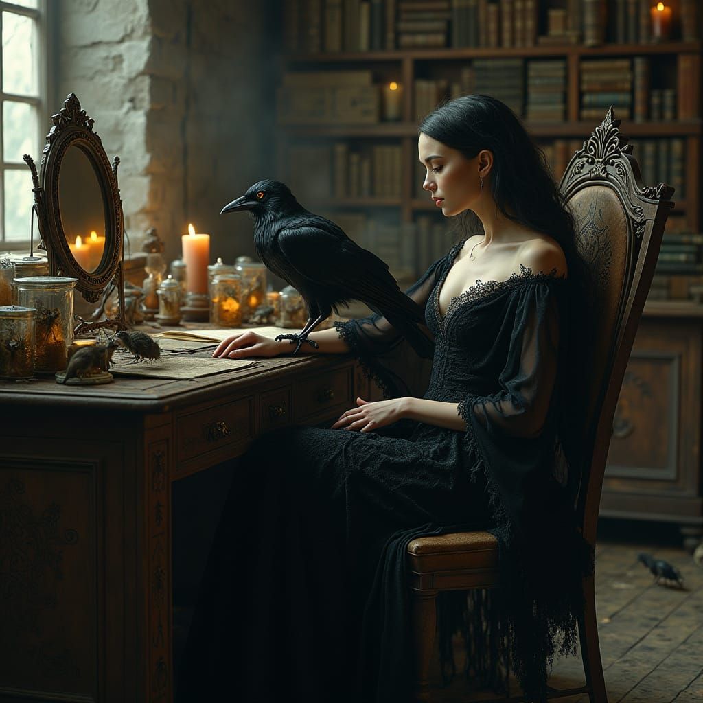 Dark Fantasy Witch's Lair in Mysterious Black Velvet