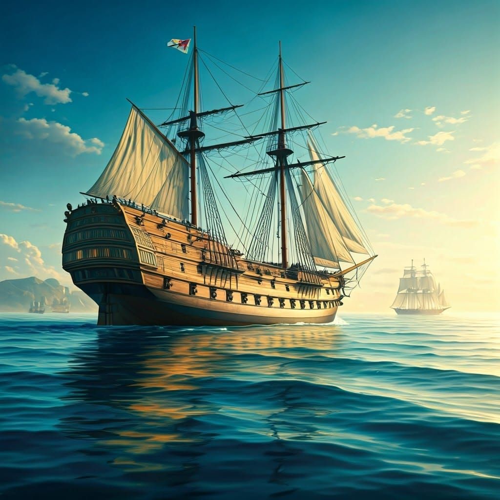 Mighty Wooden Warship in 18th Century Style