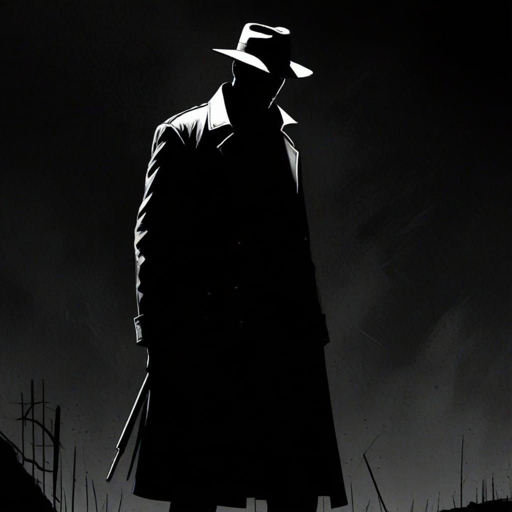 Shadowy Figure in Frank Miller Comic Art Style