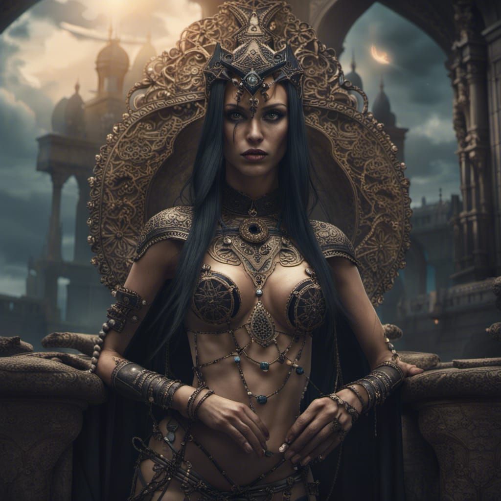 Gothic Priestess in Bikini: Digital Matte Painting