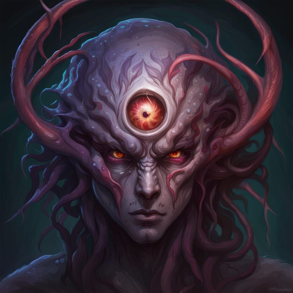 Demonic Eldritch Eyeball Parasite Portrait