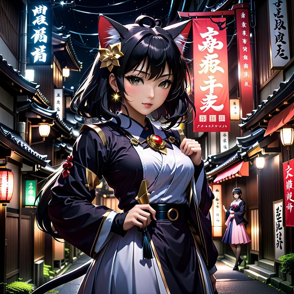 Noir Anime: Japanese Nekomata Magical Girl Idol