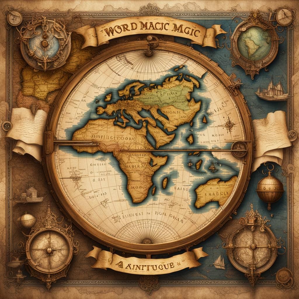 Word Magic on Antique Map: Detailed Matte Painting