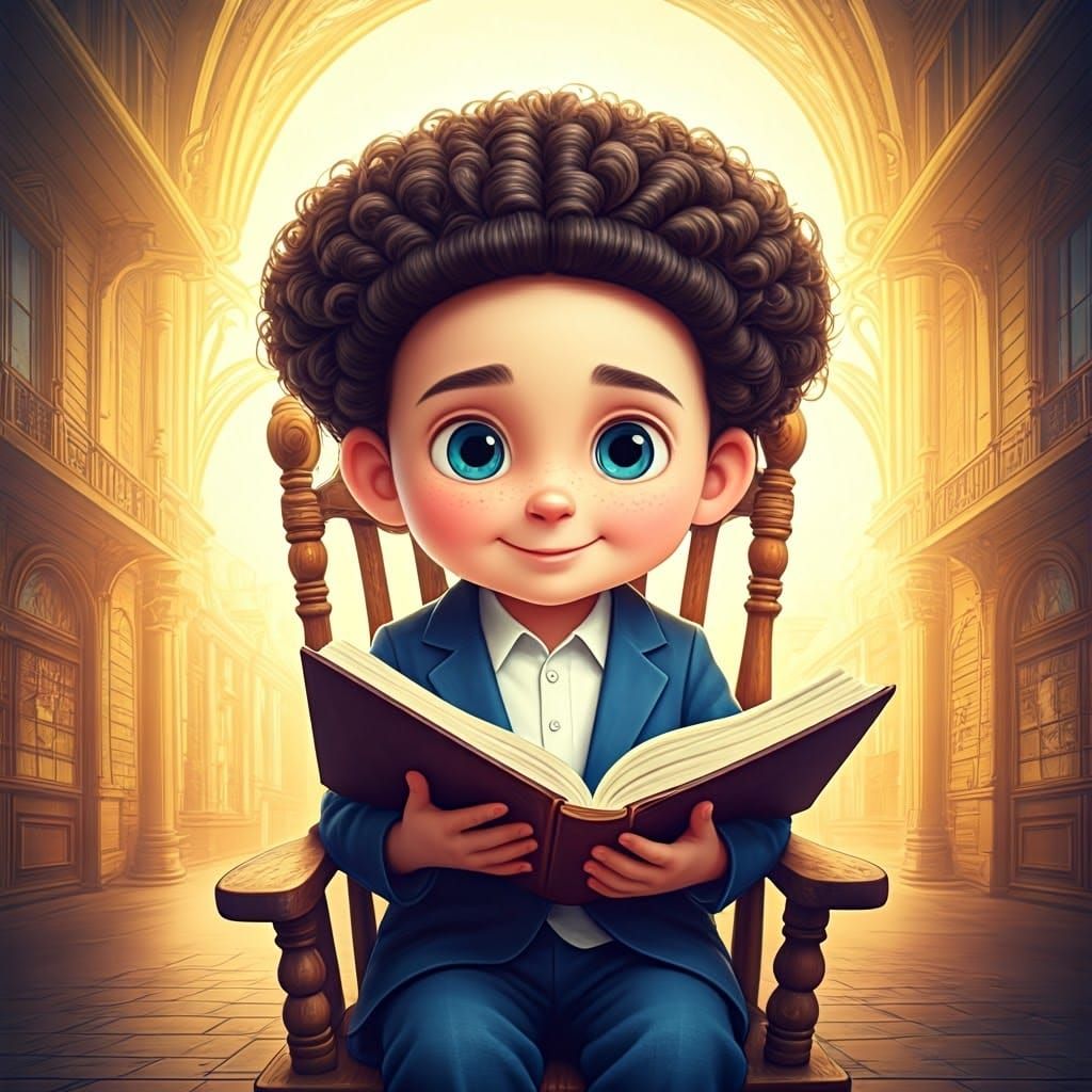 Hasidic Boy in Whimsical Art Nouveau Setting