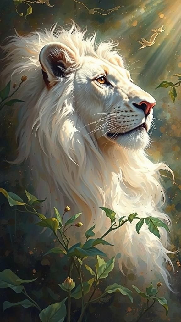 Golden Sunrise Majesty: Ethereal Lion Ascends
