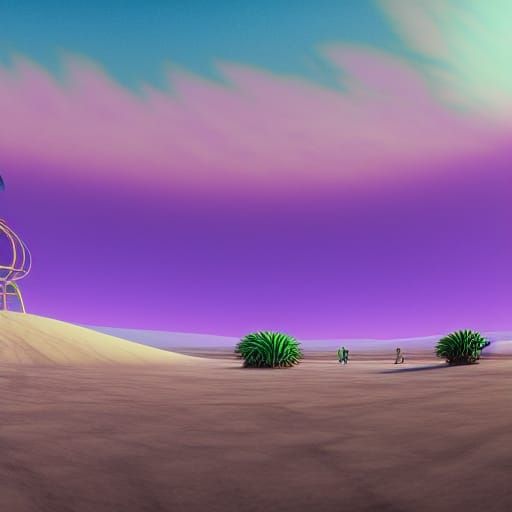 Burning Man: Neon Dunes in Hyperrealistic Anime Style
