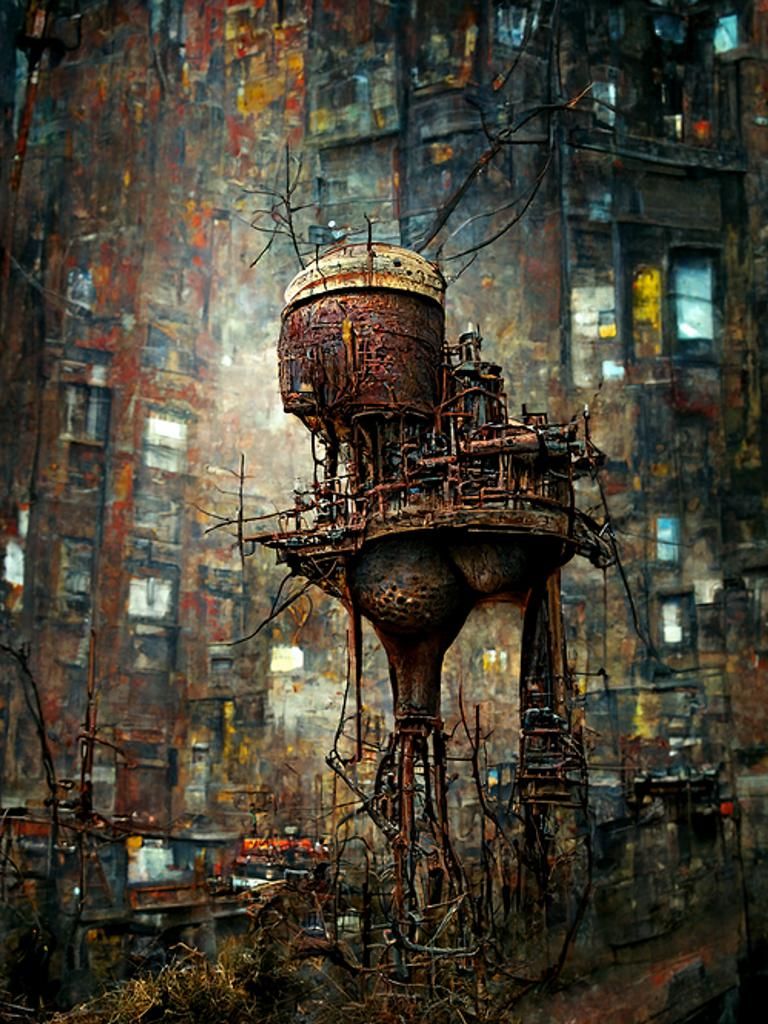 Steampunk Water Tower Panorama by Noted Artists