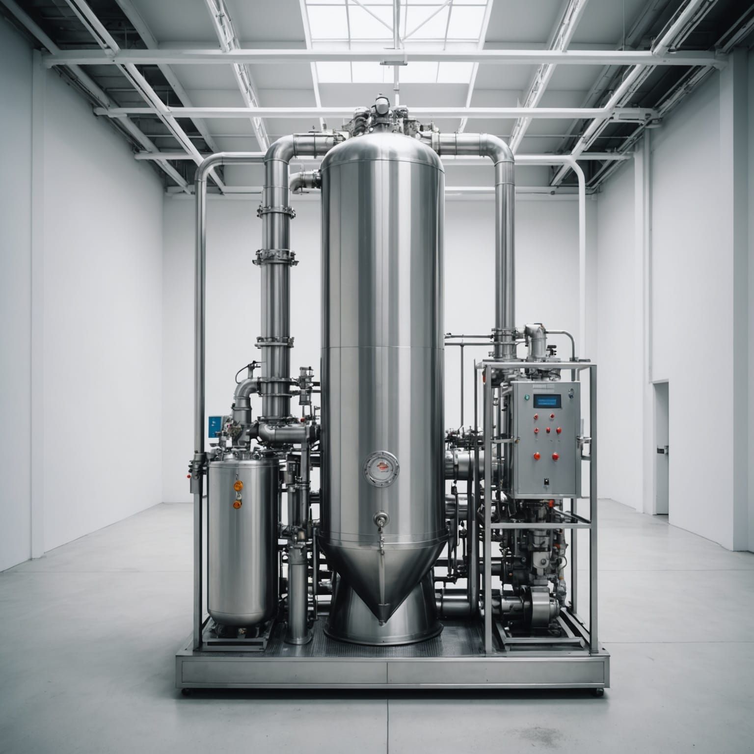 Industrial Filtration Machine in Empty White Void