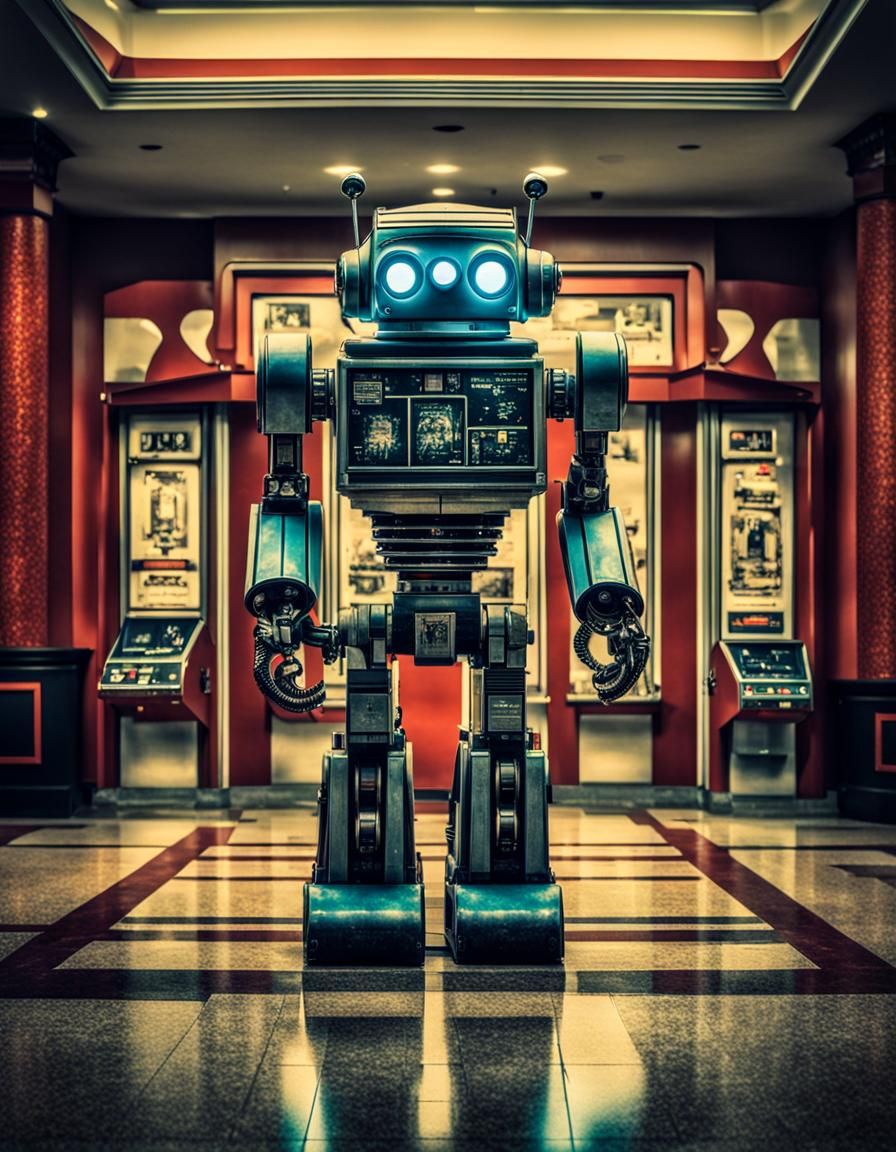 Retro-Futuristic Robotic Mystery Film Poster