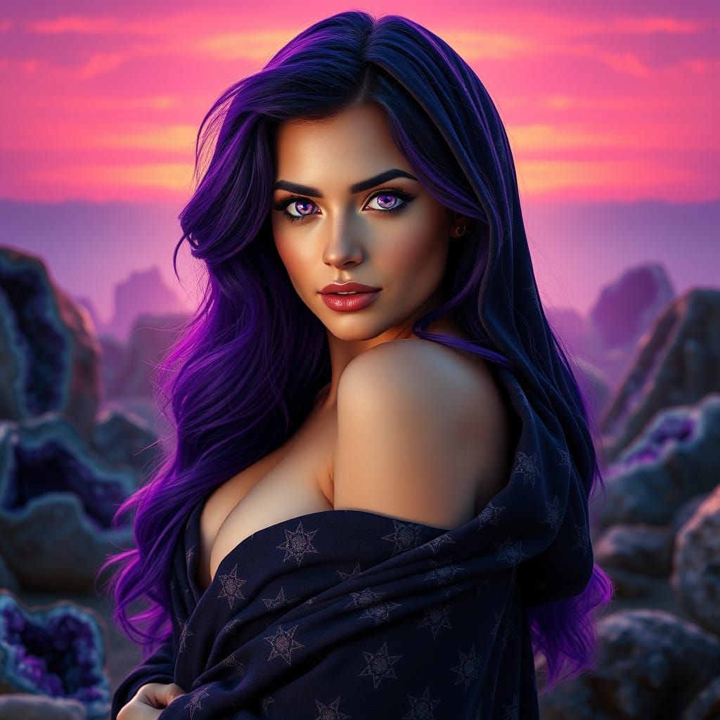 Goddess of Amethyst Sunrise in a Celestial Vale