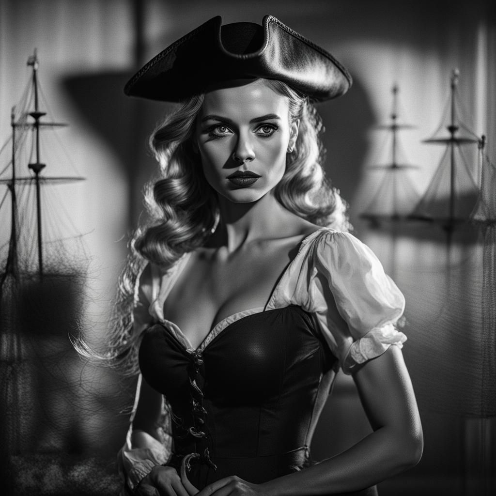 The Pirate's Fiancée in Classic 50s Movie Poster Style