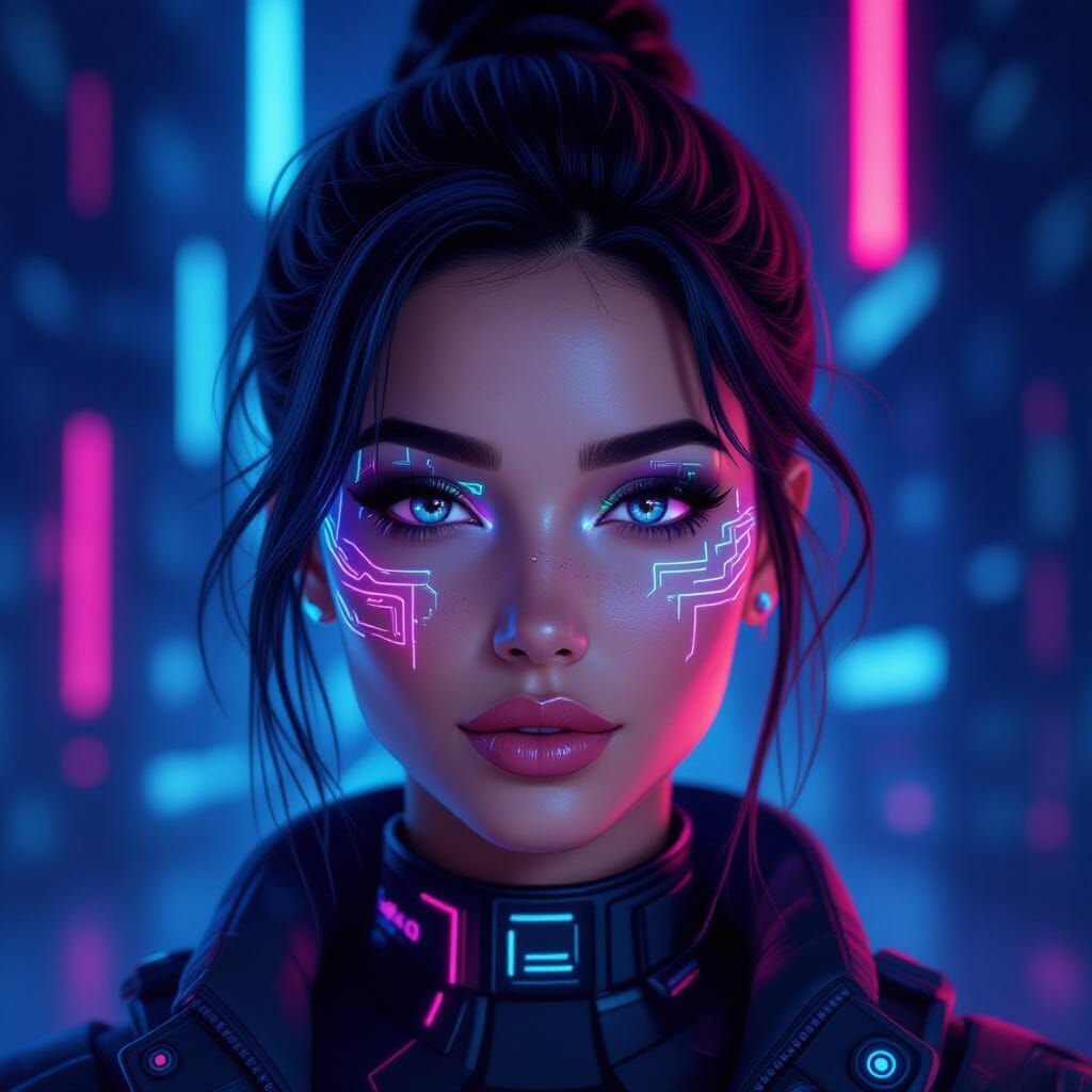 Cyberpunk Digital Avatar with Neon Accents