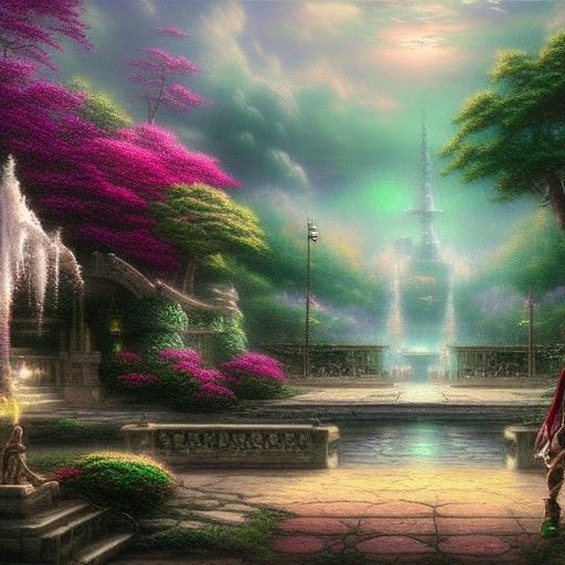 Ethereal Fantasy Landscape in Kinkade Style