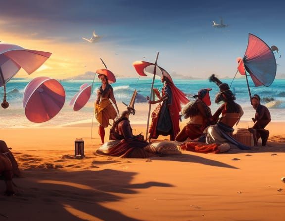 Pregnant Pirate Queen on Beach in Hyperdetailed Art