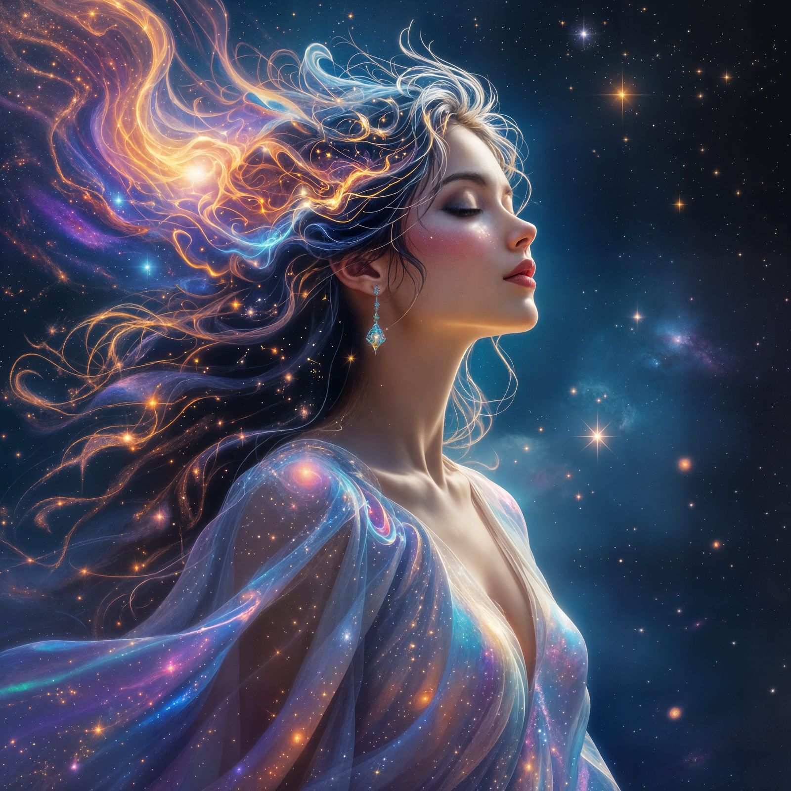 Ethereal Celestial Being of Stardust and Nebulae