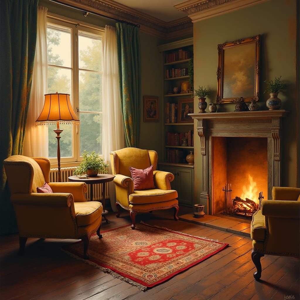 Tranquil Evening at Home in Impressionist Style