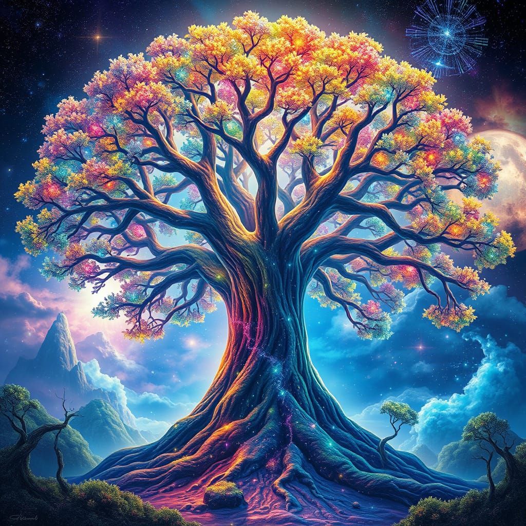 Surreal World Tree Transcends Reality in Radiant Colors
