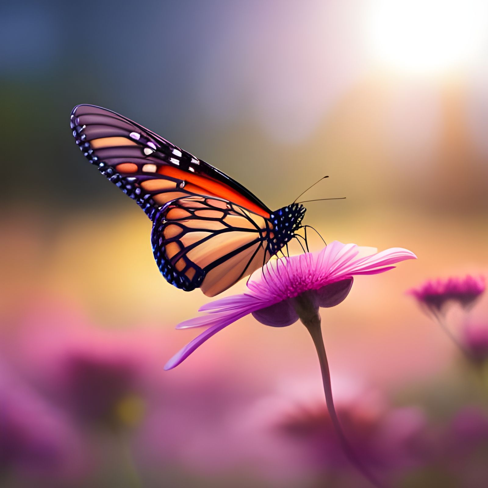 Monarch Butterfly in Flight: Photorealistic Close-Up