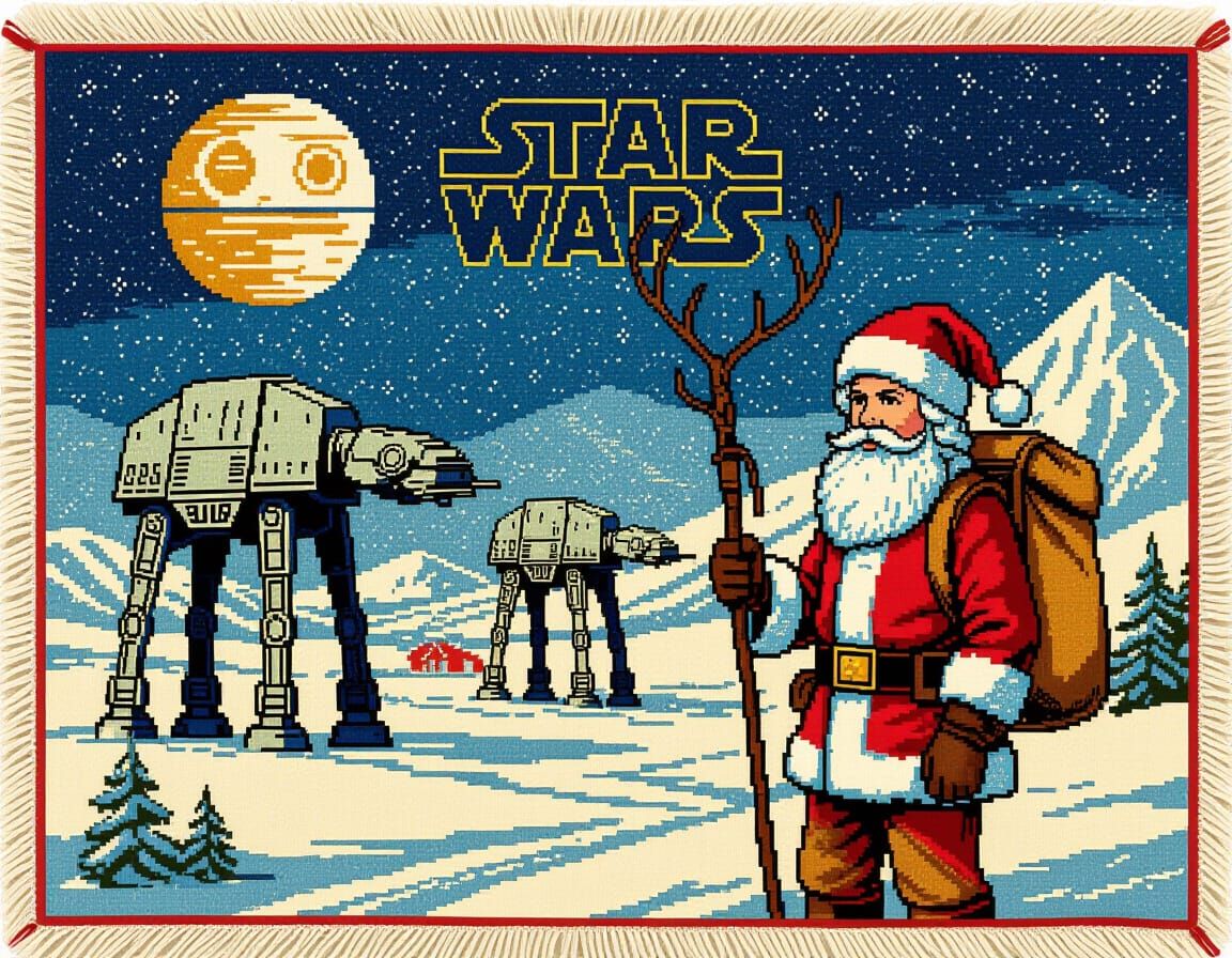 Vintage Star Wars Christmas Tapestry Art