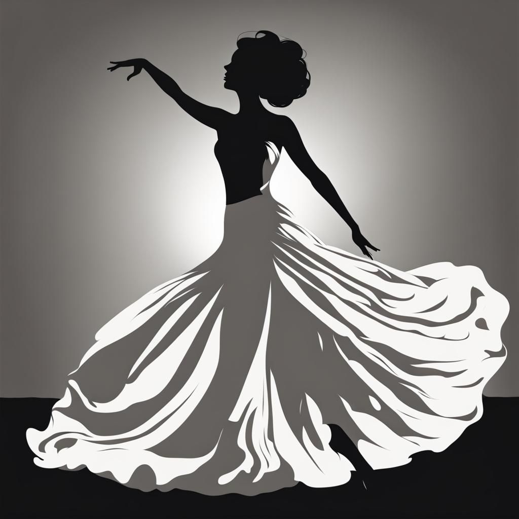 Gatsby Style Silhouette of Dancing Woman