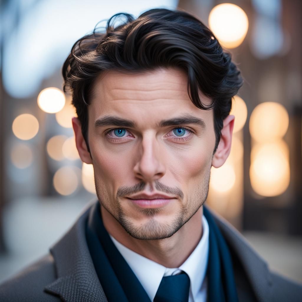 Victorian Man with Blue Eyes in Natural Lighting