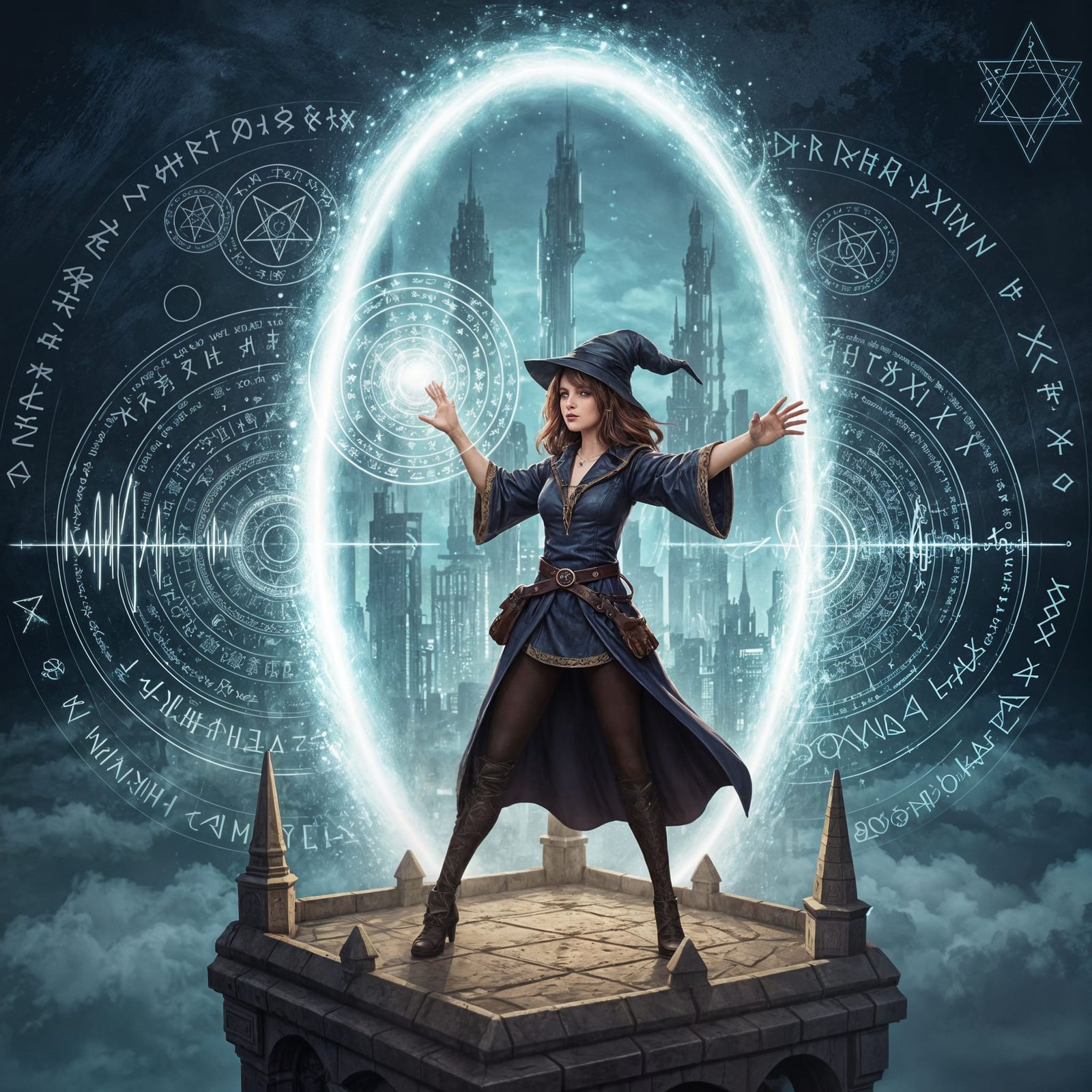 Wizard Opens Sci-Fi Portal with Time Travel Spell