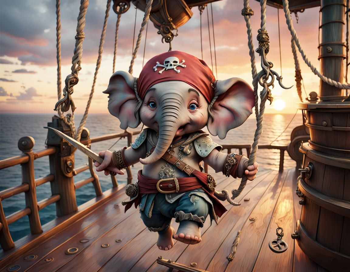 Cute and Adorable Elephant Pirate