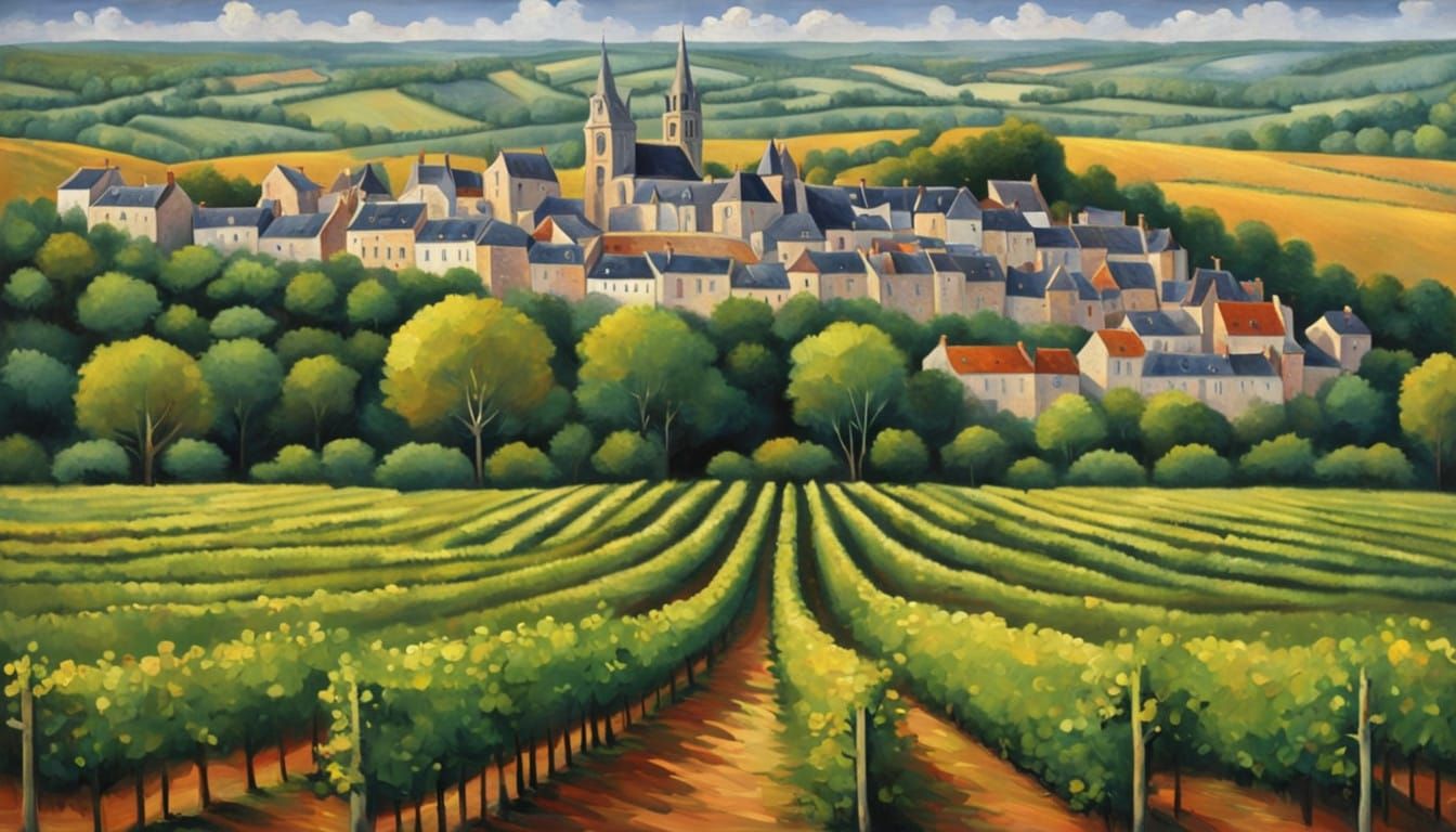 Rustic Sancerre Village Under Golden Impressionist Light