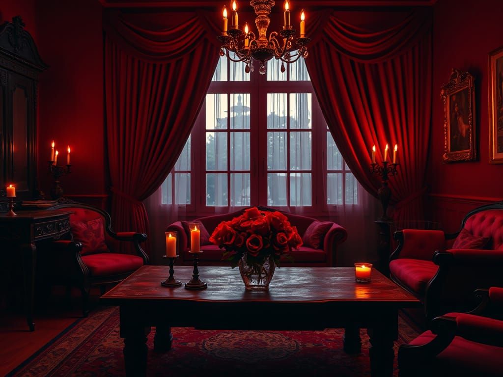 Sensual 19th Century Brothel Interior in Warm Candlelight