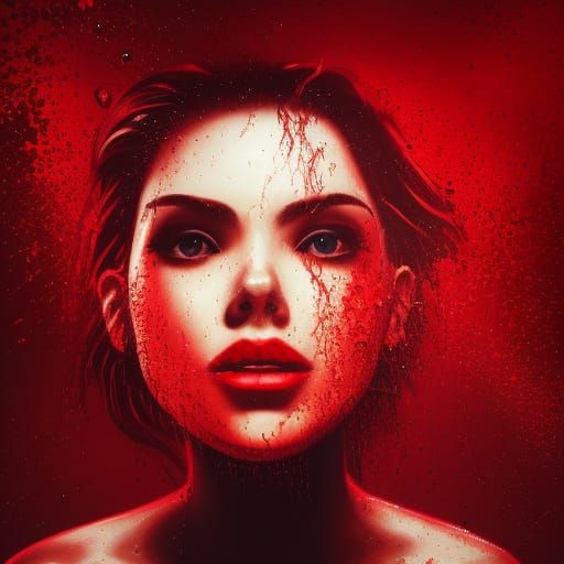 Hyperrealistic Red Light Portrait in Splash Art Style