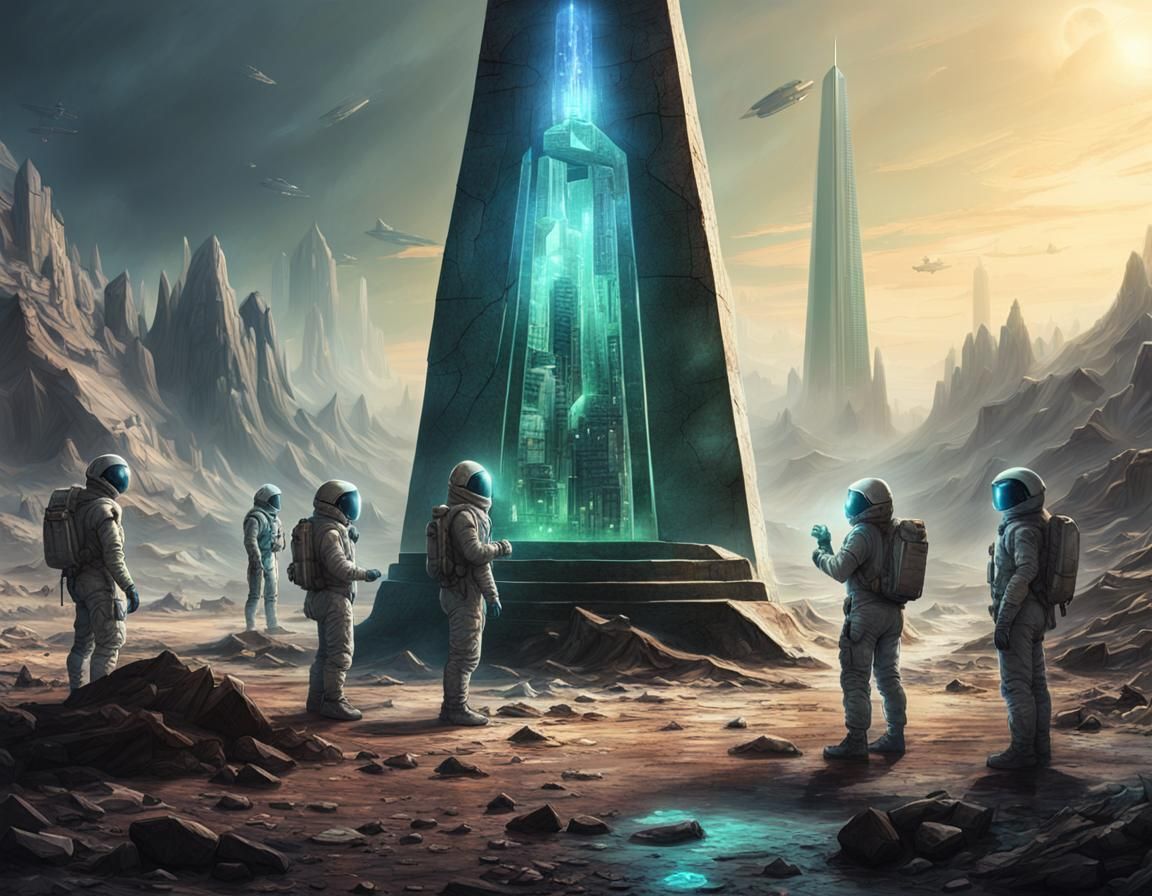 Astronauts Discover Alien Obelisk in Ruined City