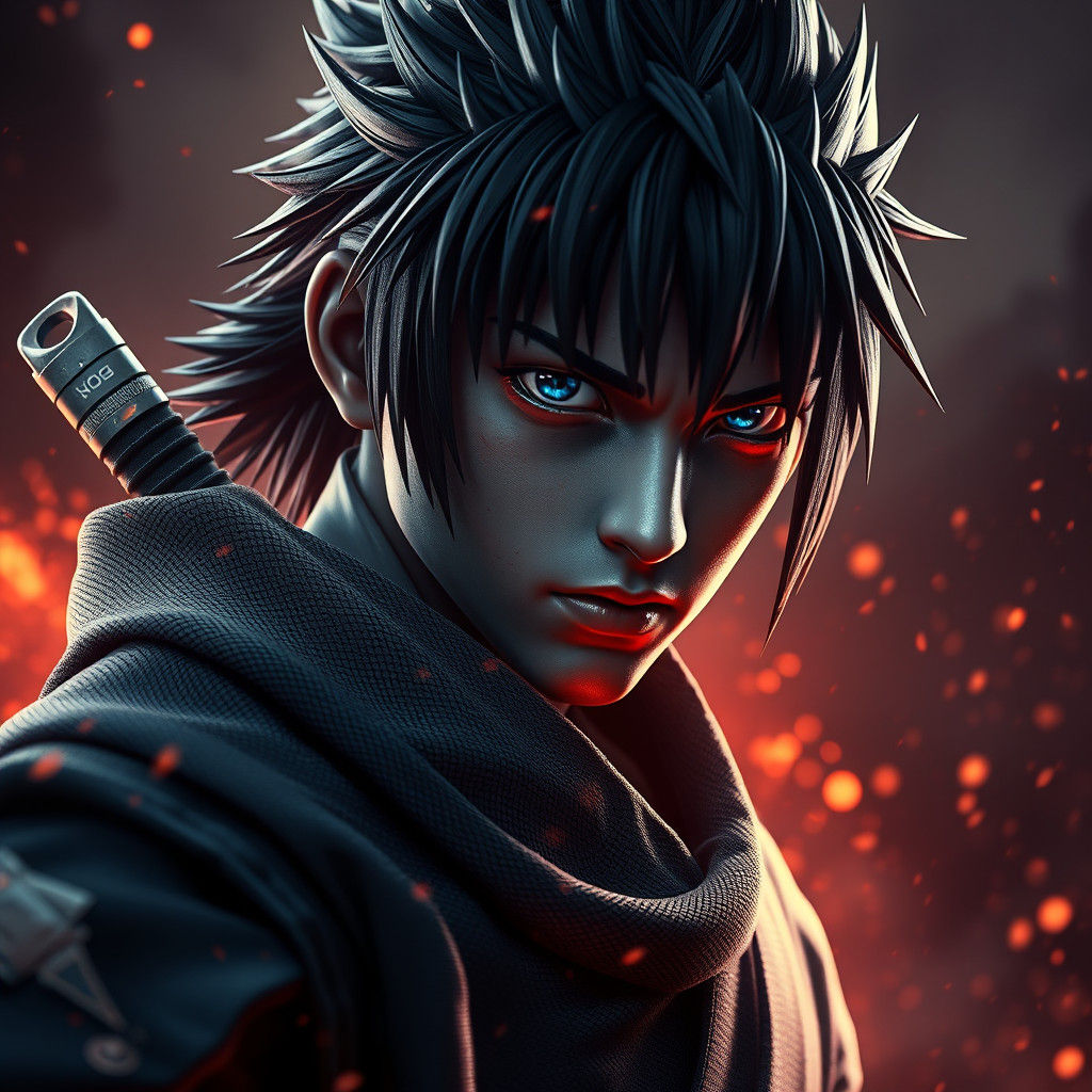 Hyperrealistic Sasuke Portrait with Dynamic Lighting