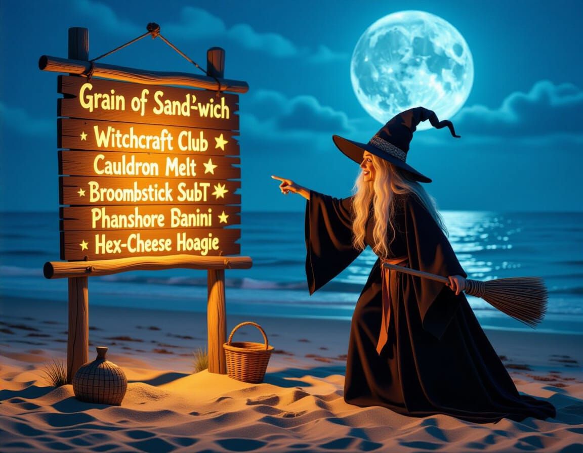 Whimsical Sand Witch Orders Enchanted Sandwiches on Moonlit ...