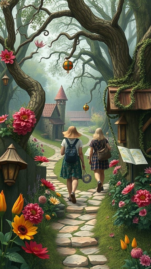 Whimsical Garden Tour in Surreal Dreamscape