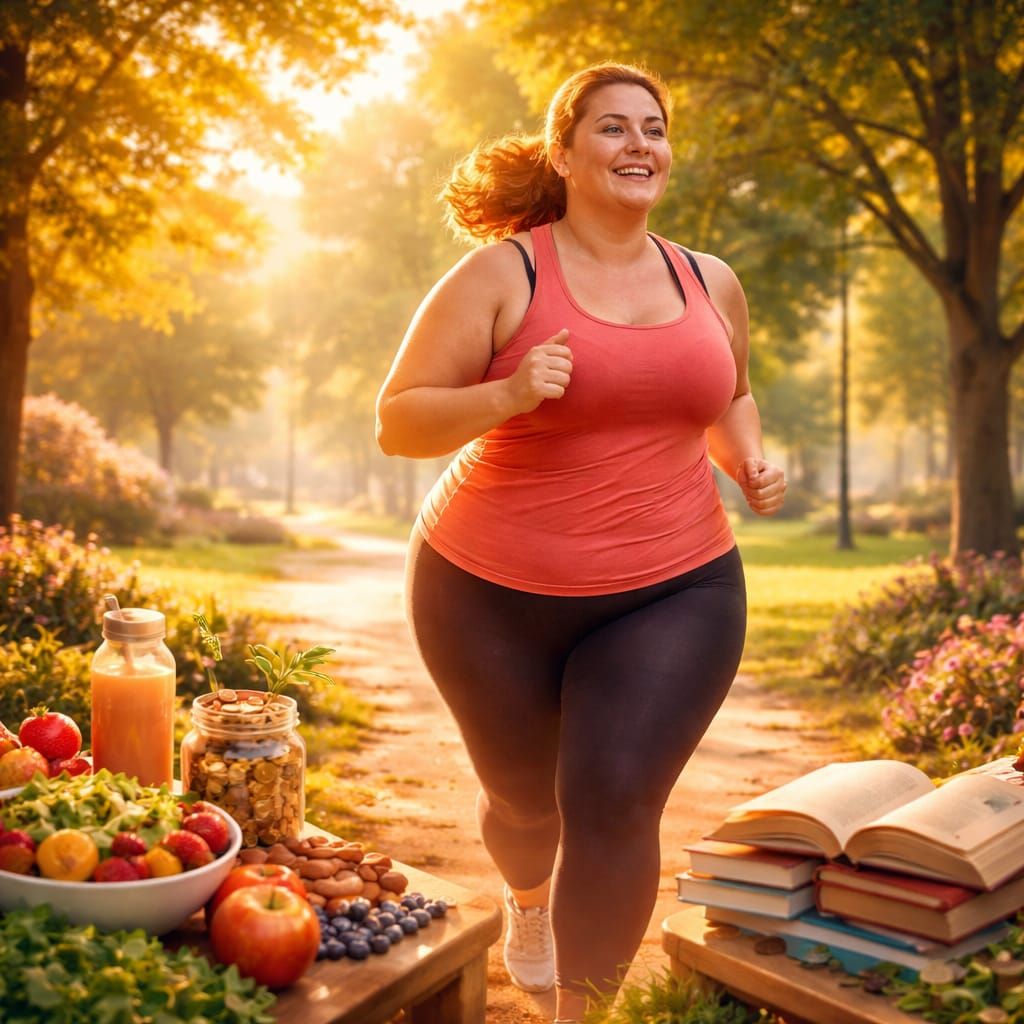 Determined Woman Pursues Healthy Future in Bright Studio Set...