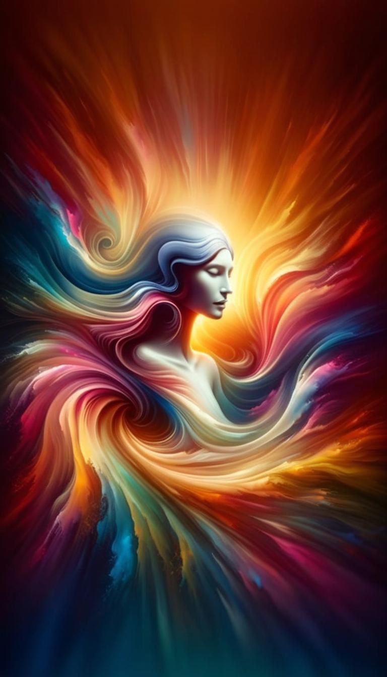 Radiant Woman in Splash Art of Vibrant Colors