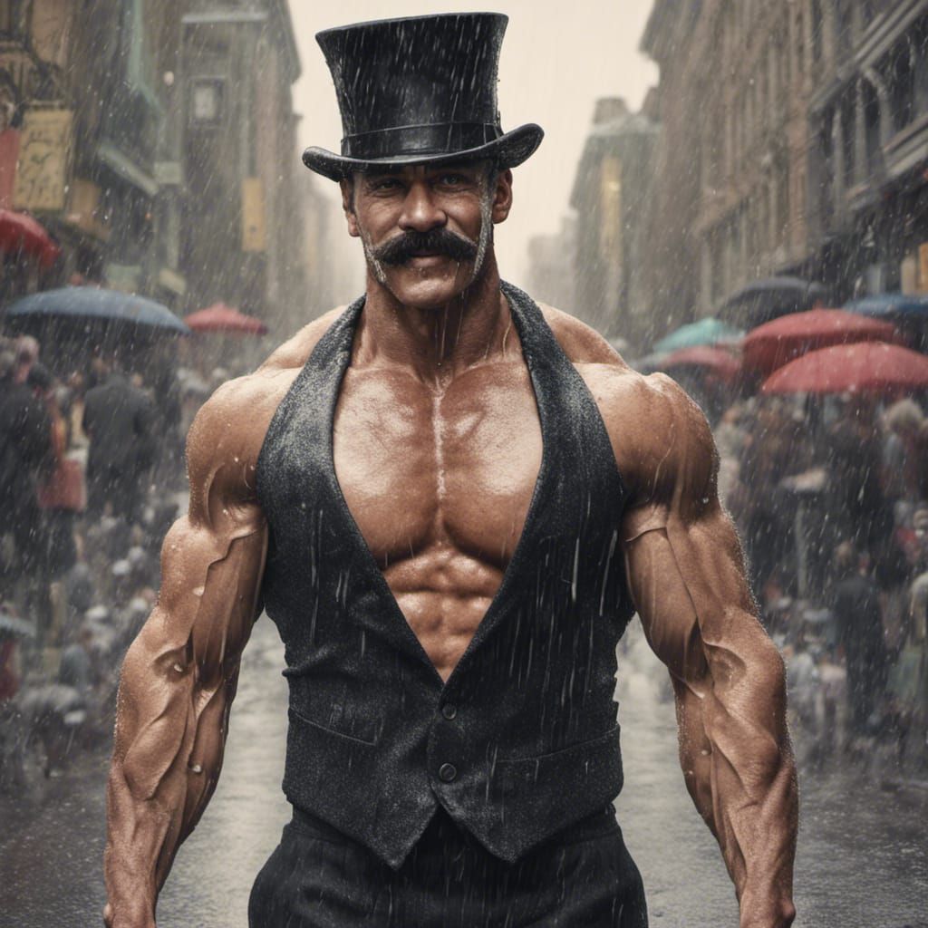 Shredded Bodybuilder in San Francisco, Hyperrealistic Render...