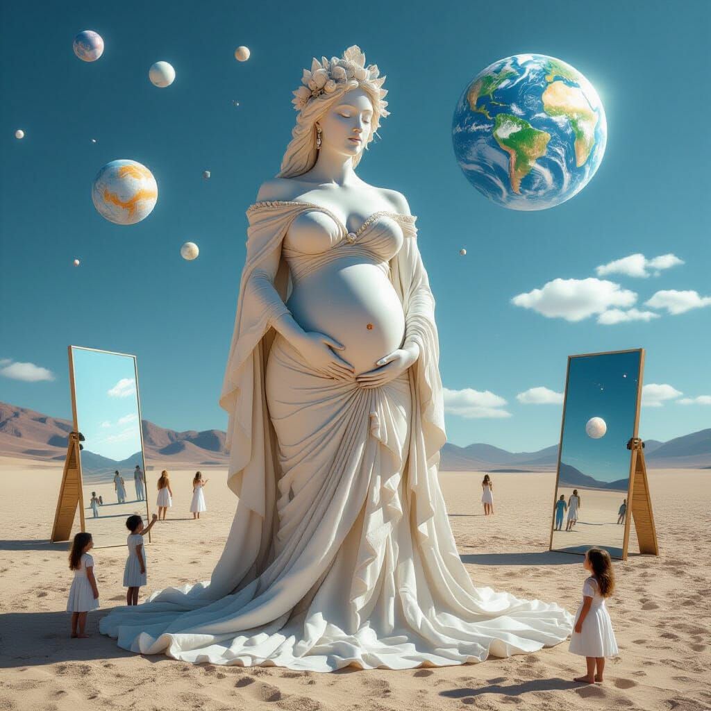 Surreal Goddess Nursing the Universe in Dreamscape Style