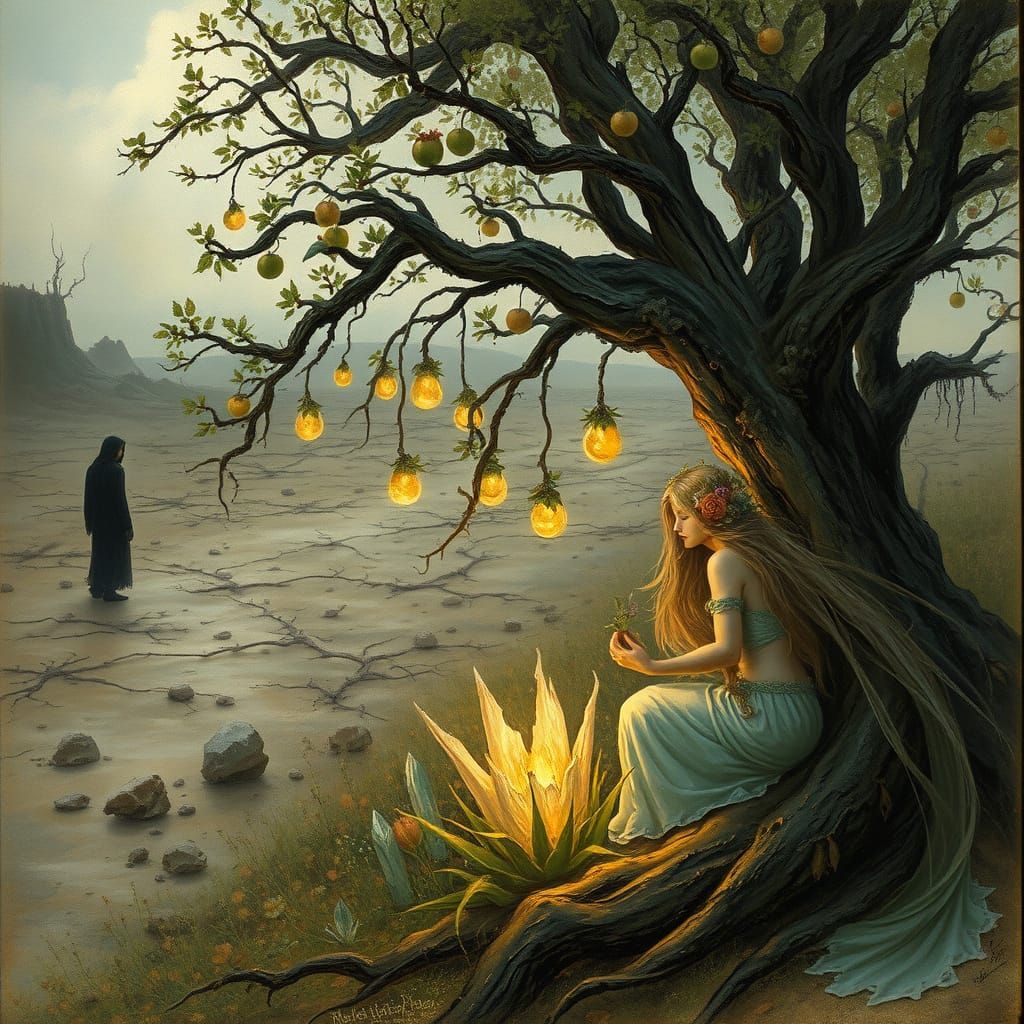 Enchanted Grove with Dream Fruit in Painterly Style