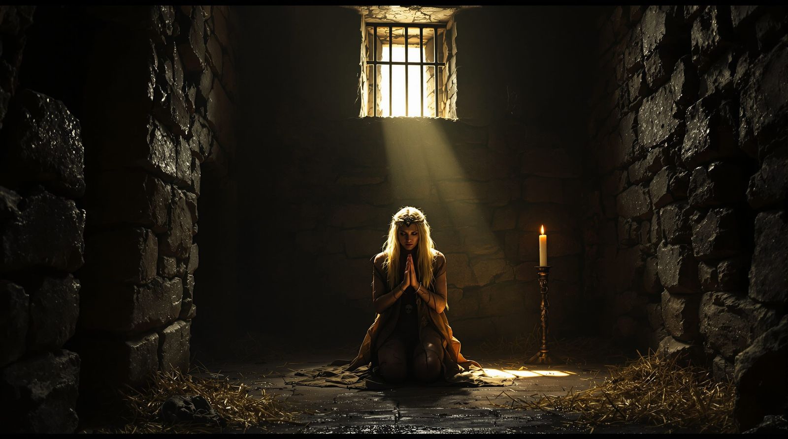 Repentant Skull Queen in Sunlit Prison Cell