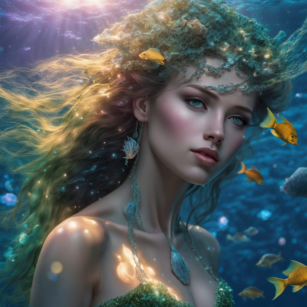 Elegant Mermaid Shines in Oceanic Paradise