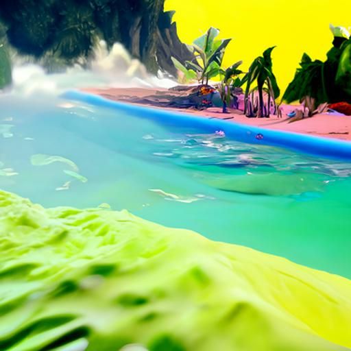 Lush Tropical Beach in Detailed Matte Painting