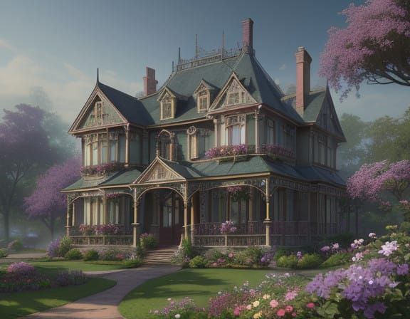 Victorian House in Whimsical Fantasy Style