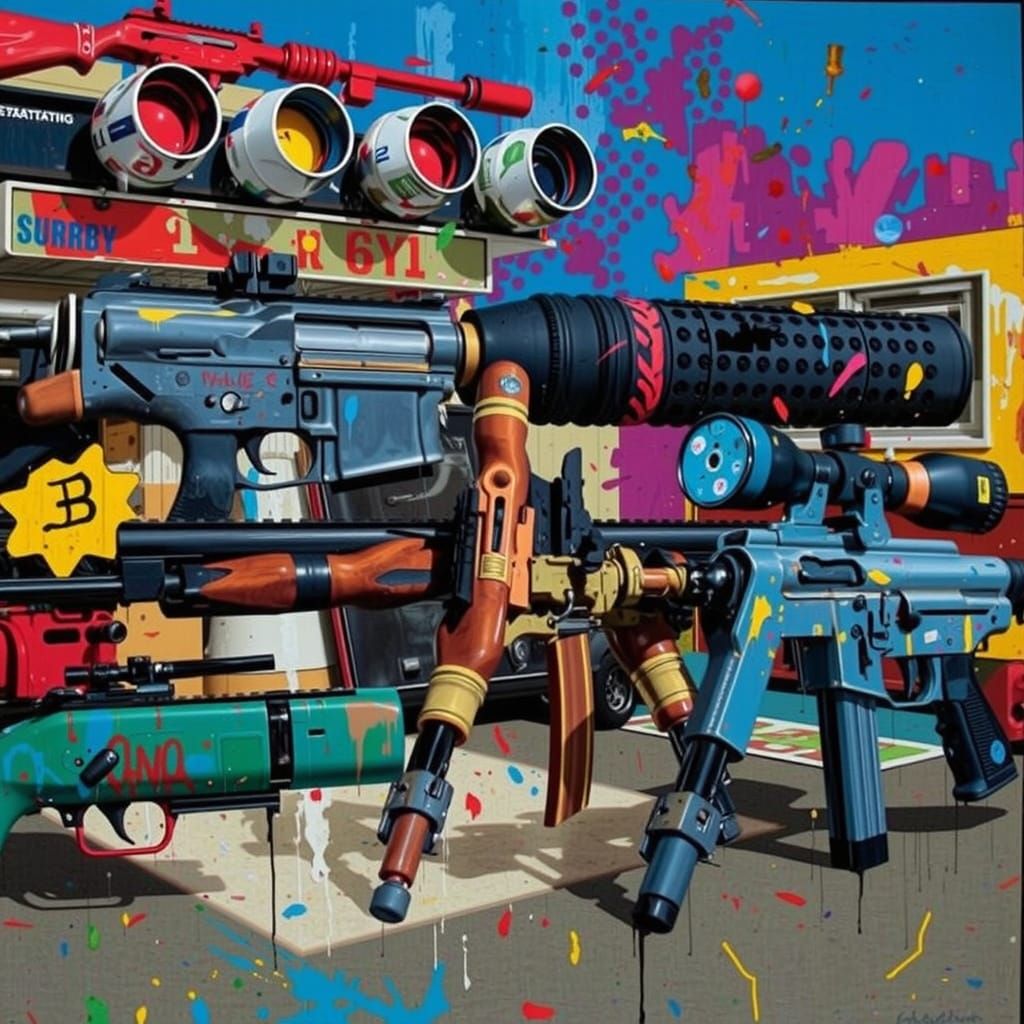 Guns in an Abstract Expressionist Style