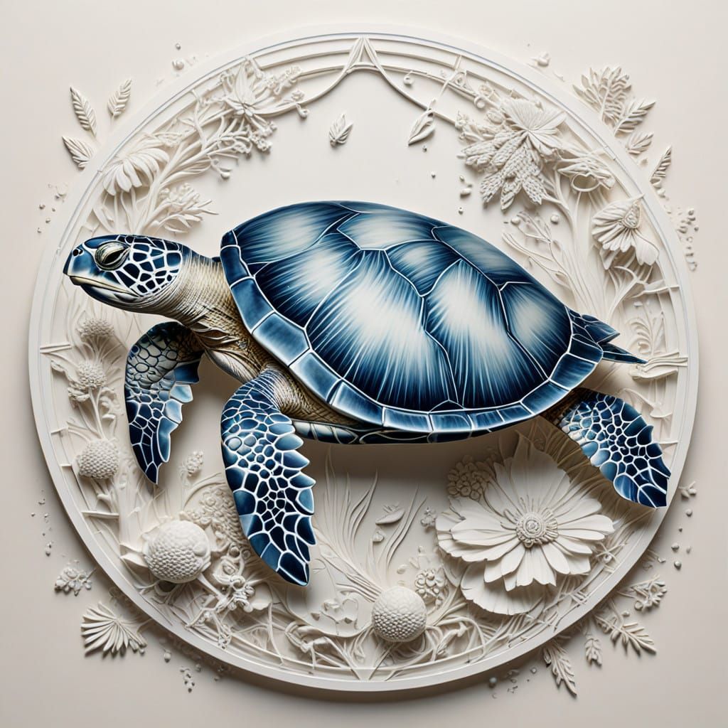 Sea Turtle in Minimalist Single Line Drawing